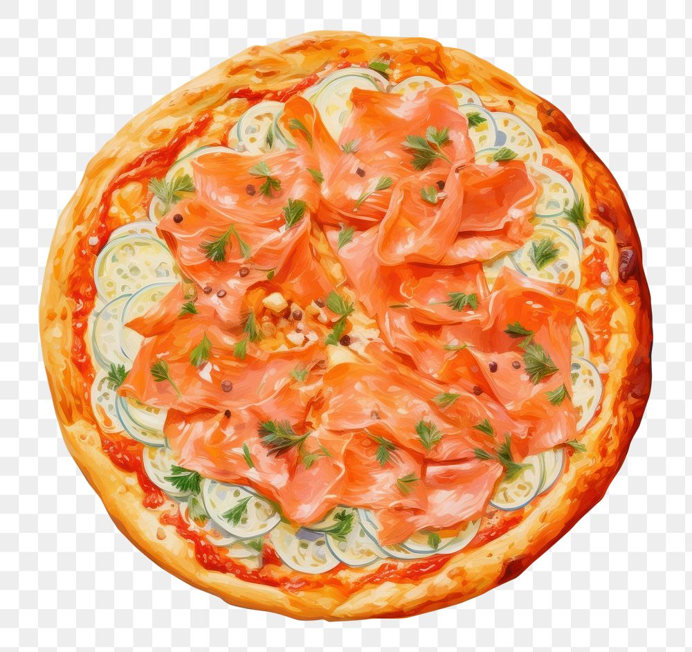 PNG Pizza salmon plate food. AI generated Image by rawpixel.