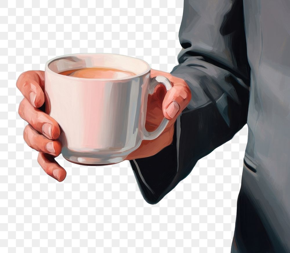 PNG Hand holding a cup of coffee drink mug refreshment. AI generated Image by rawpixel.