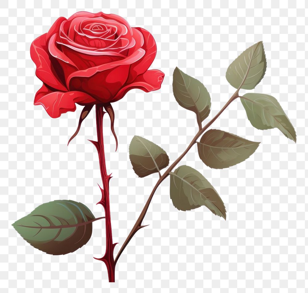 PNG Redrose flower plant white background. AI generated Image by rawpixel.
