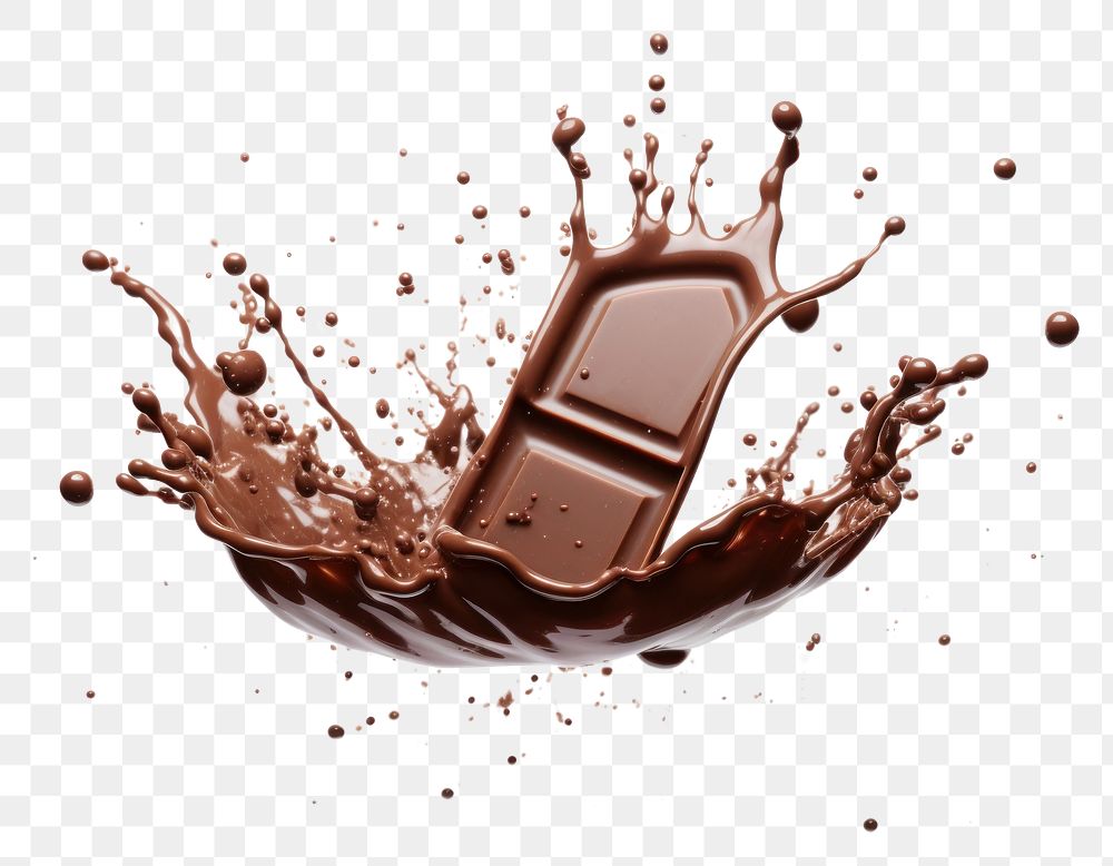 PNG Pouring chocolate dessert white background splattered. AI generated Image by rawpixel.