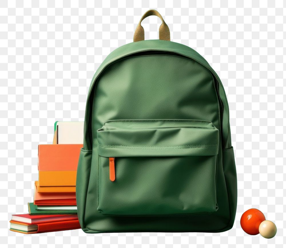 PNG School backpack green bag green background. AI generated Image by rawpixel.