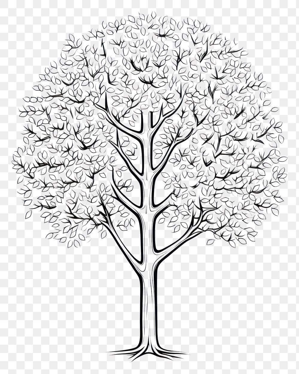 PNG  Tree sketch drawing white. AI generated Image by rawpixel.