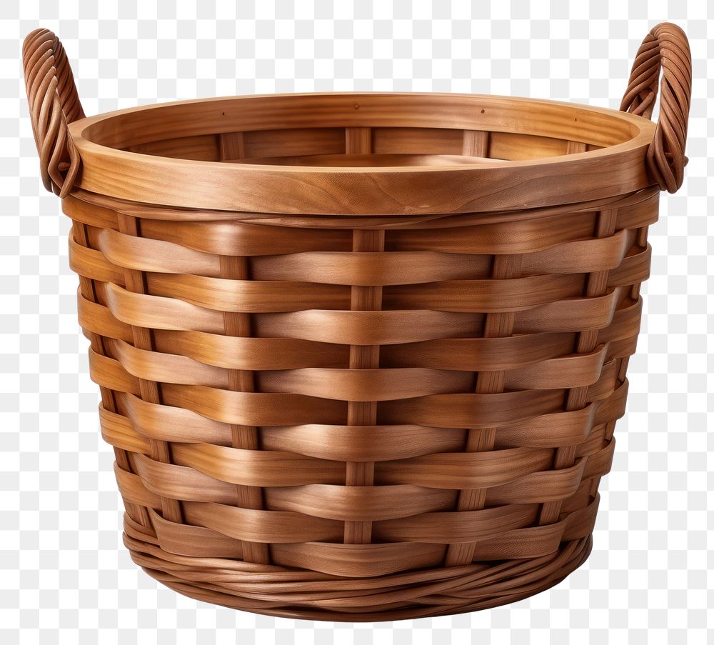 PNG Basket wood white background container. AI generated Image by rawpixel.