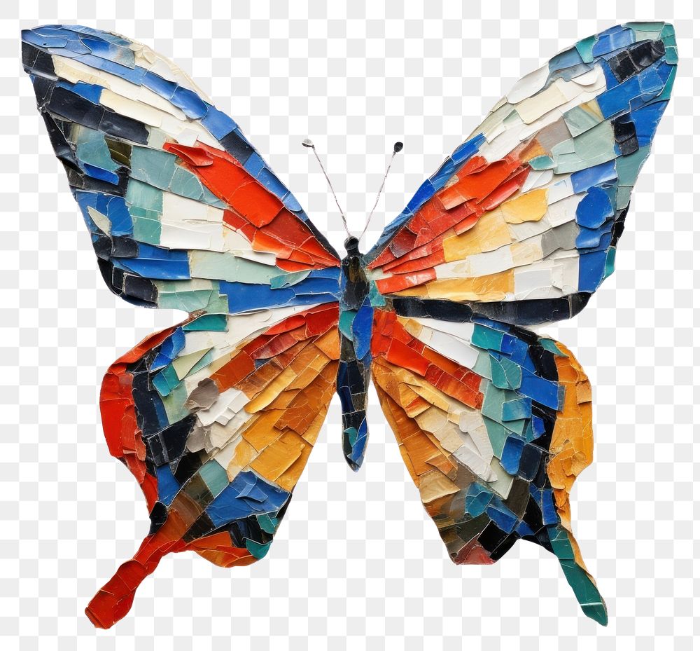PNG  Butterfly collage art white background. AI generated Image by rawpixel.
