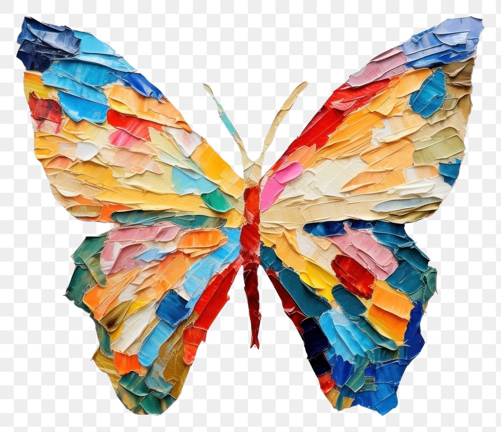 PNG  Butterfly collage paint paper. AI generated Image by rawpixel.