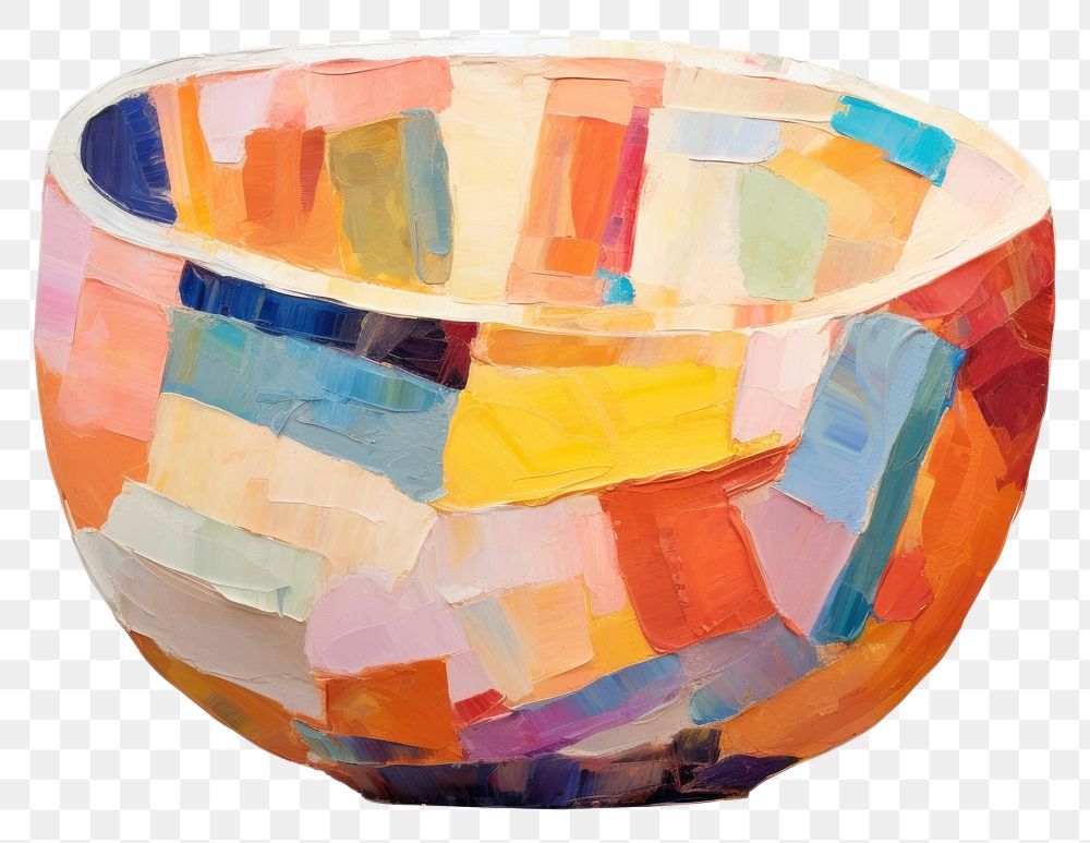 PNG  Bowl painting art white background. AI generated Image by rawpixel.