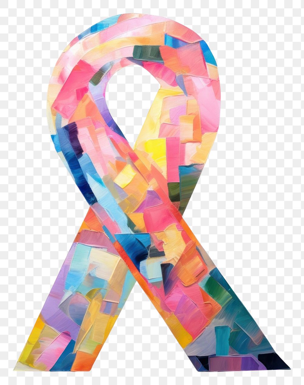 PNG  Cancer ribbon collage art white background. AI generated Image by rawpixel.