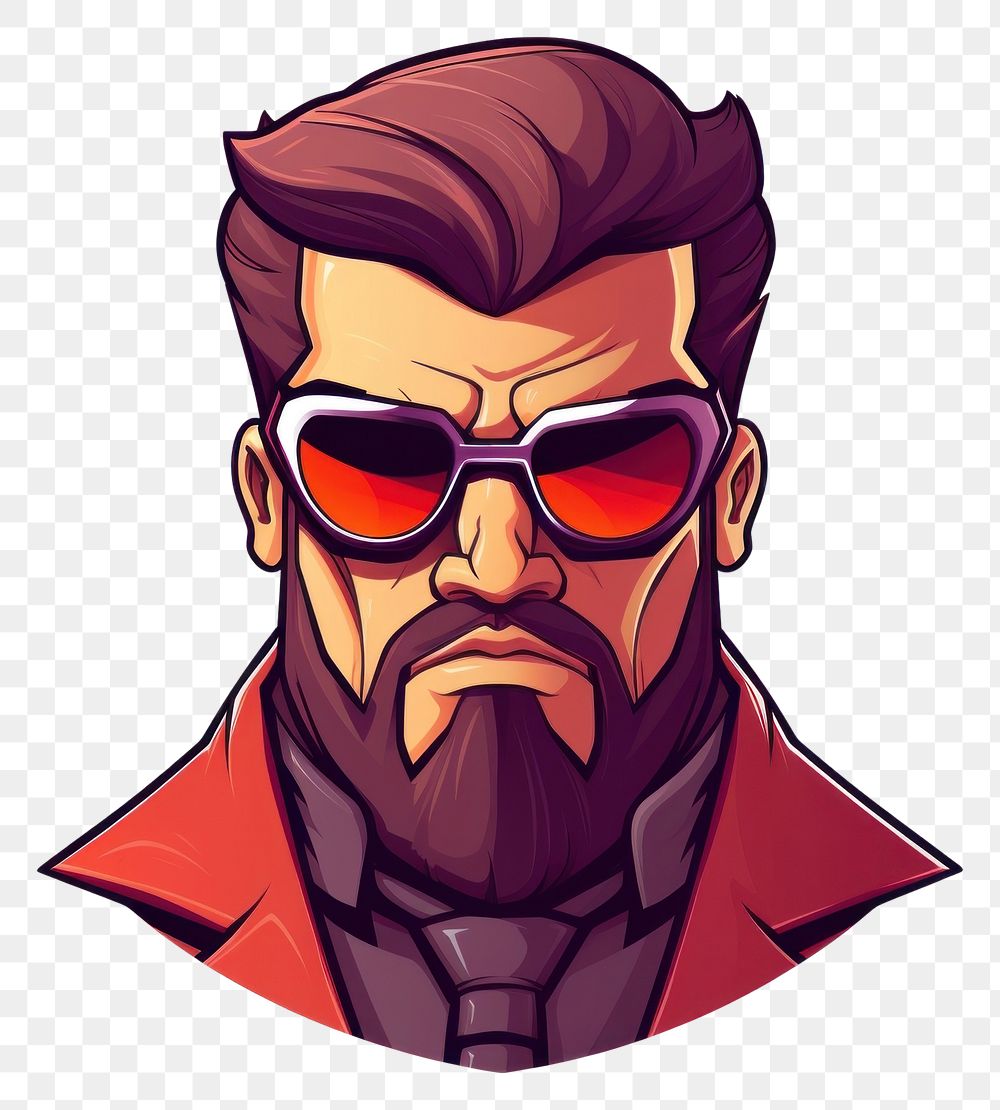 PNG Bad guy sunglasses portrait drawing. 