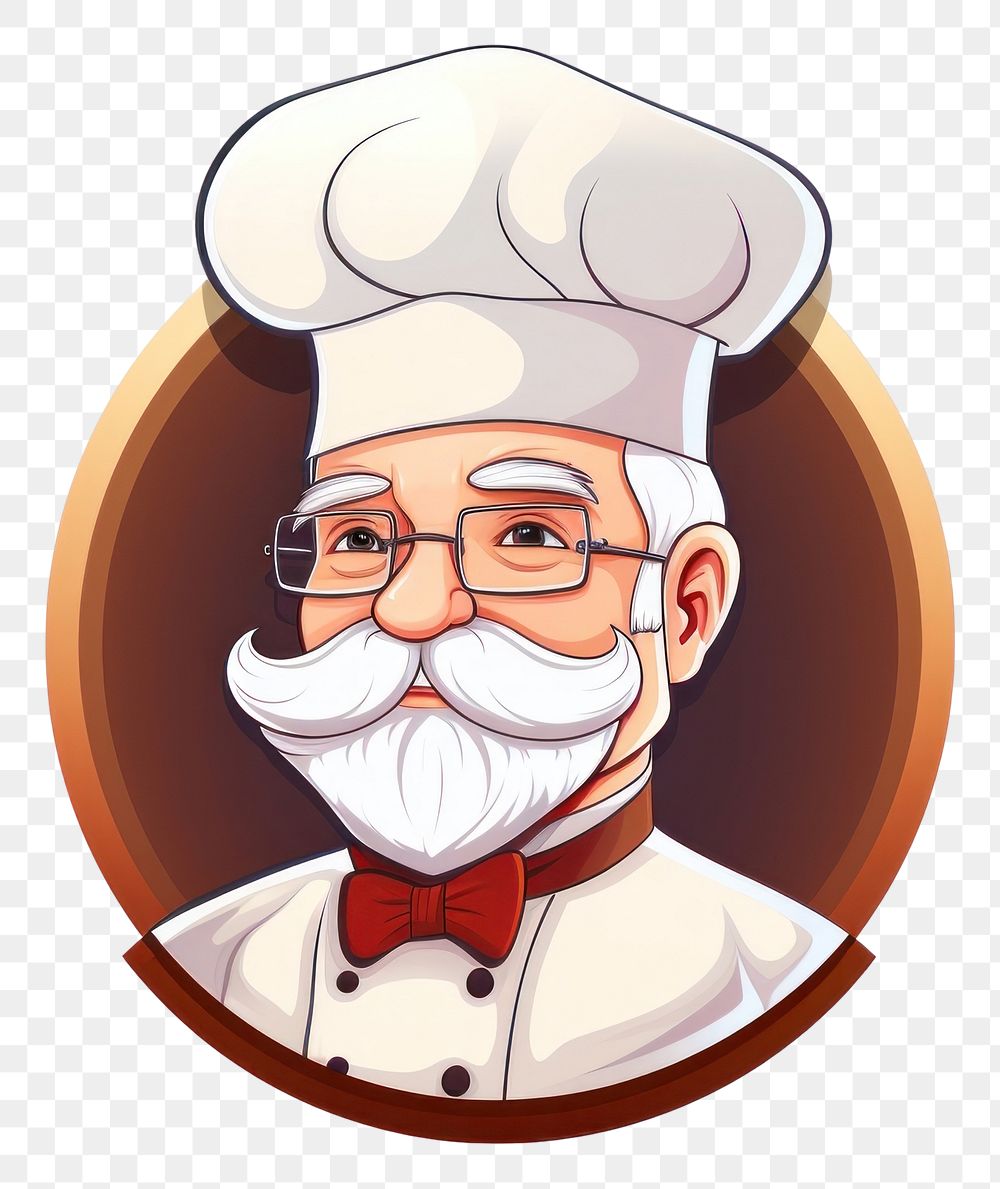 PNG Grand father chef portrait glasses logo. AI generated Image by rawpixel.