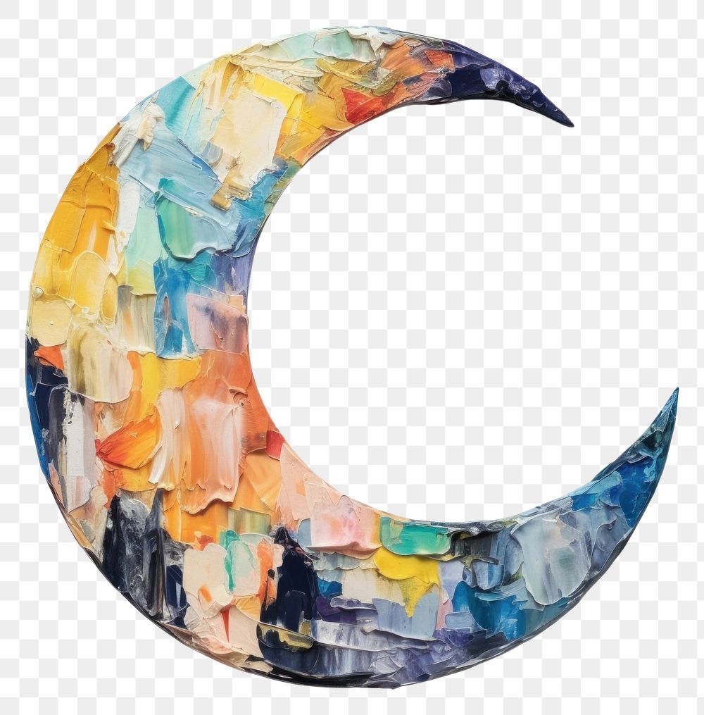 PNG  Cresent moon painting shape art. AI generated Image by rawpixel.