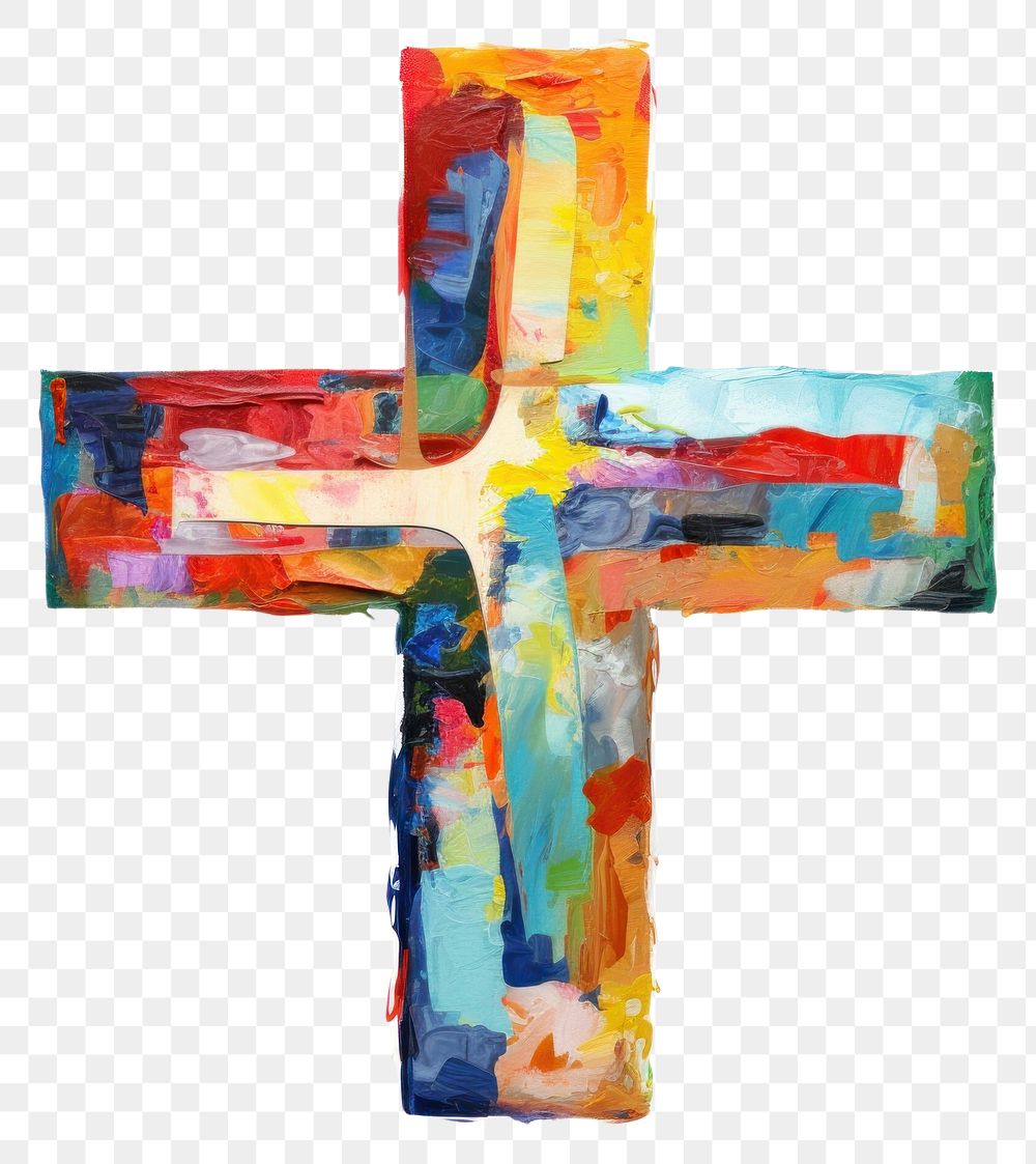 PNG  Cross crucifix painting symbol. AI generated Image by rawpixel.