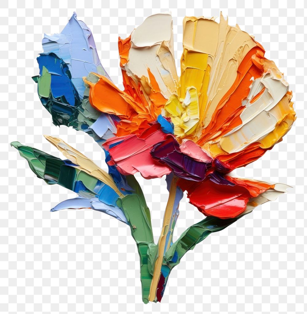 PNG  Flower painting art white background. AI generated Image by rawpixel.