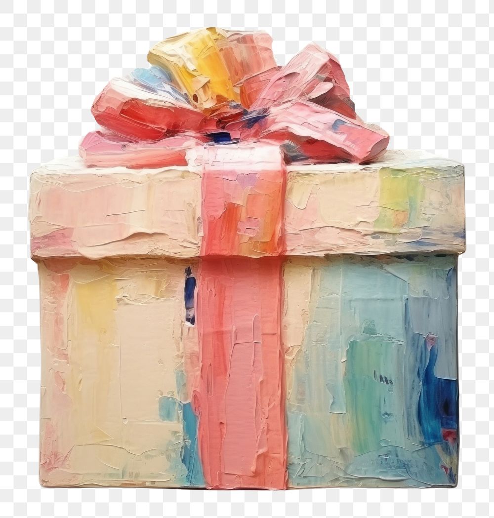 PNG  Gift box painting craft art. AI generated Image by rawpixel.