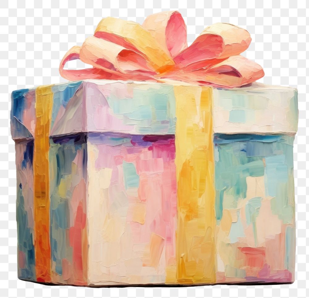 PNG  Gift box painting white background decoration. AI generated Image by rawpixel.