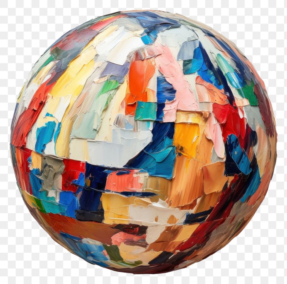PNG  Globe painting sphere shape. AI generated Image by rawpixel.
