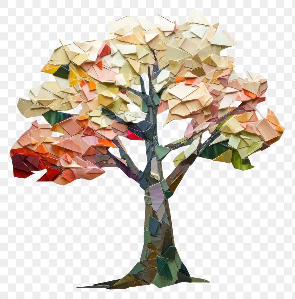 PNG  Tree paper art white background. AI generated Image by rawpixel.