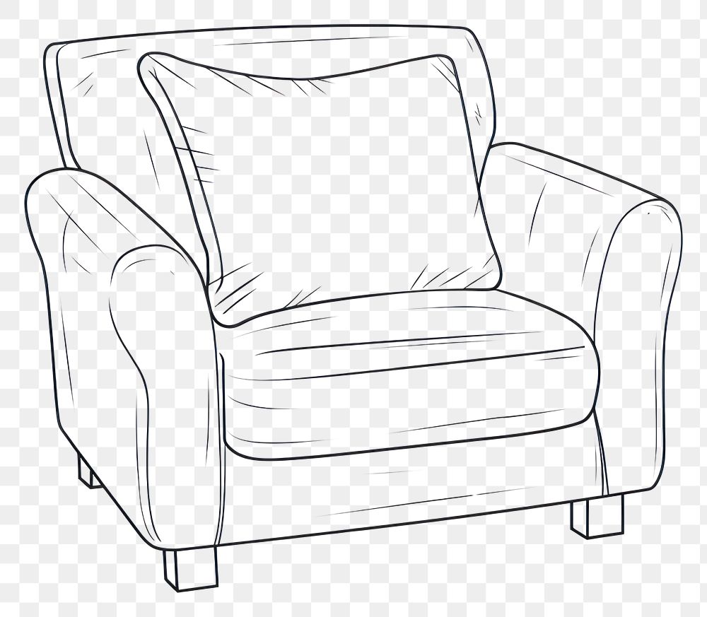 PNG  Cushion furniture armchair sketch. AI generated Image by rawpixel.