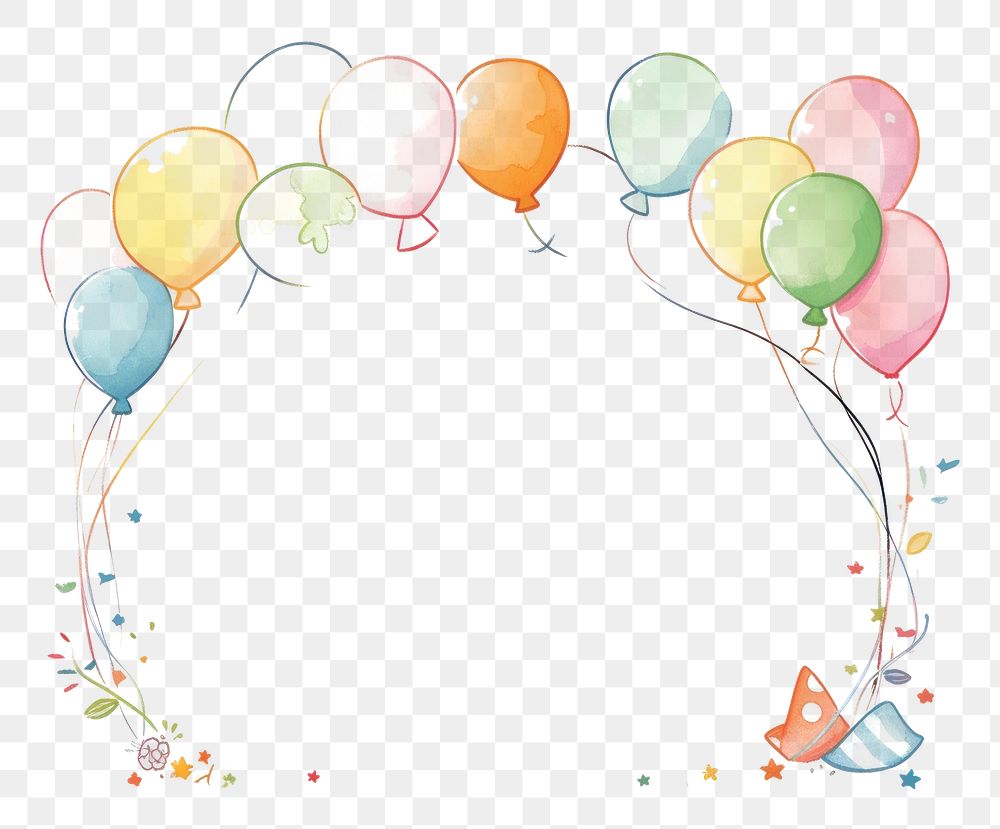 PNG Balloons frame white background celebration anniversary. AI generated Image by rawpixel.