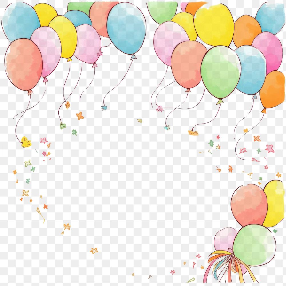PNG Balloons frame backgrounds paper celebration. AI generated Image by rawpixel.
