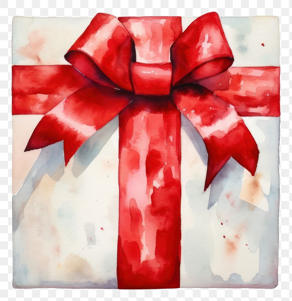 PNG Gift red watercolor paint celebration. AI generated Image by rawpixel.