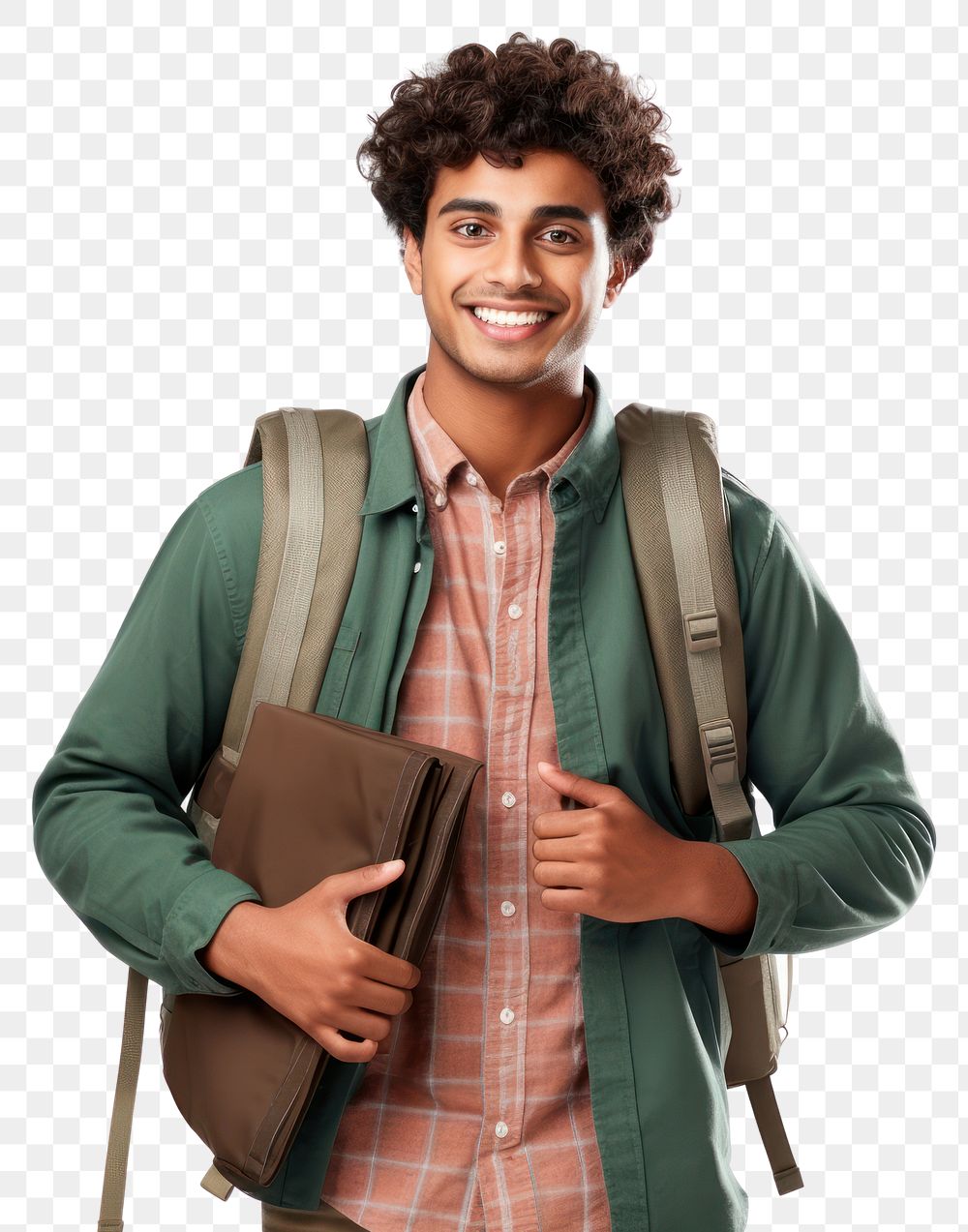 PNG Young indian man backpack standing smiling