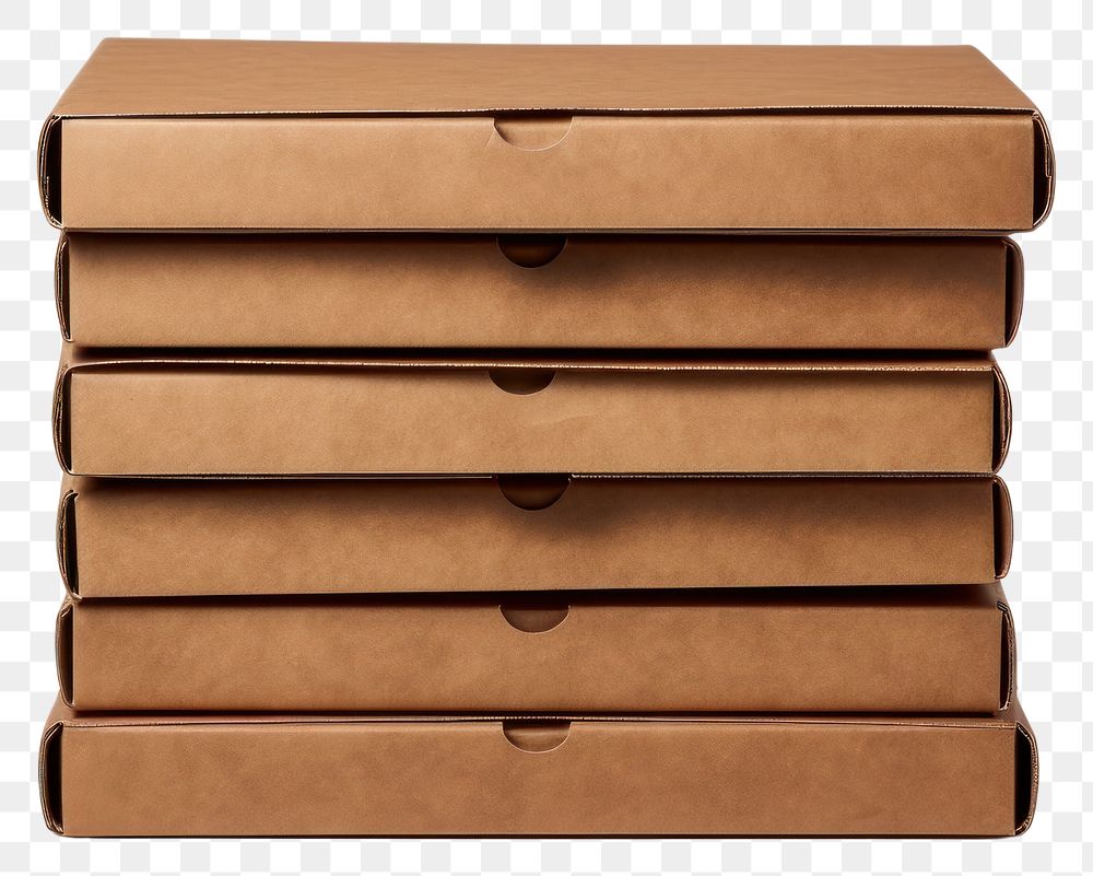 PNG Stack brown pizza box cardboard wood white background. AI generated Image by rawpixel.