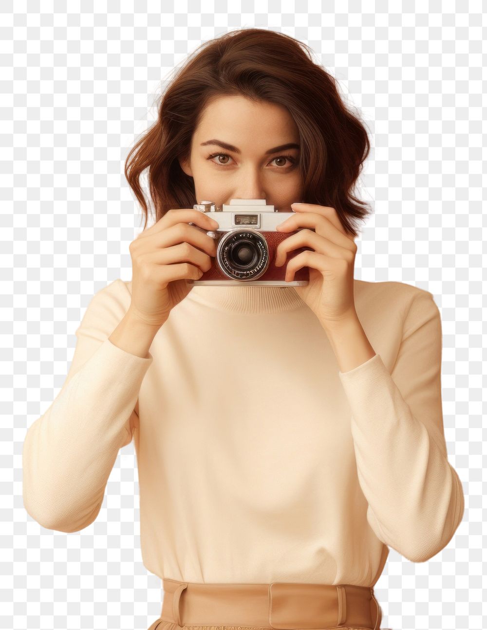 PNG Woman taking photo portrait camera adult. AI generated Image by rawpixel.