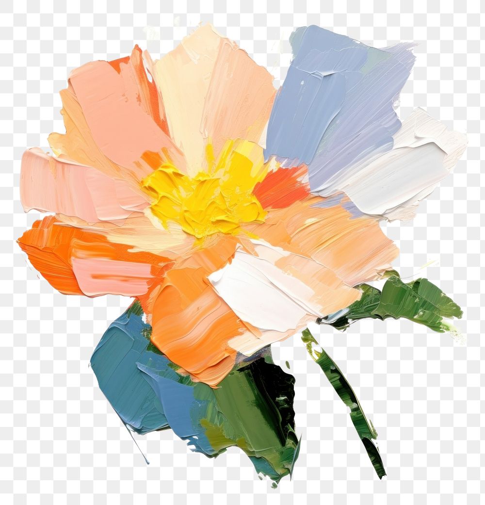 PNG  Flower painting petal plant. AI generated Image by rawpixel.