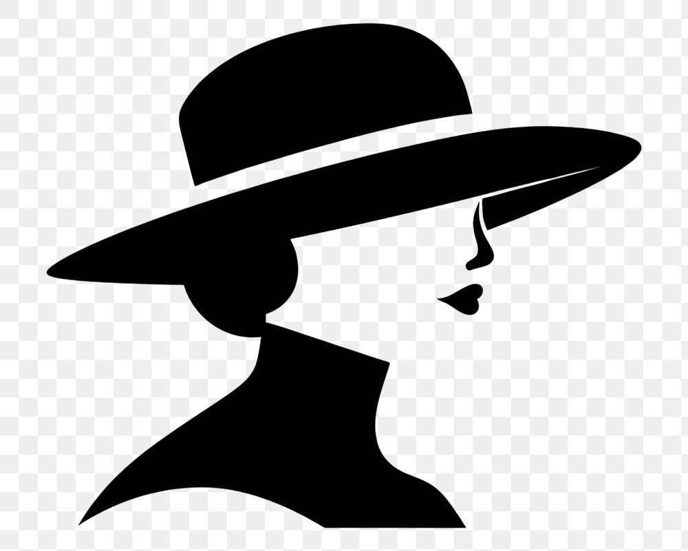 PNG Woman hat line art silhouette black white. AI generated Image by rawpixel.