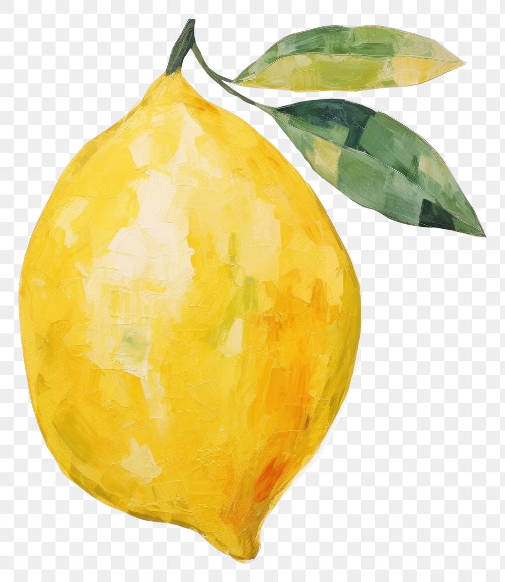 PNG  Lemon painting fruit plant. AI generated Image by rawpixel.