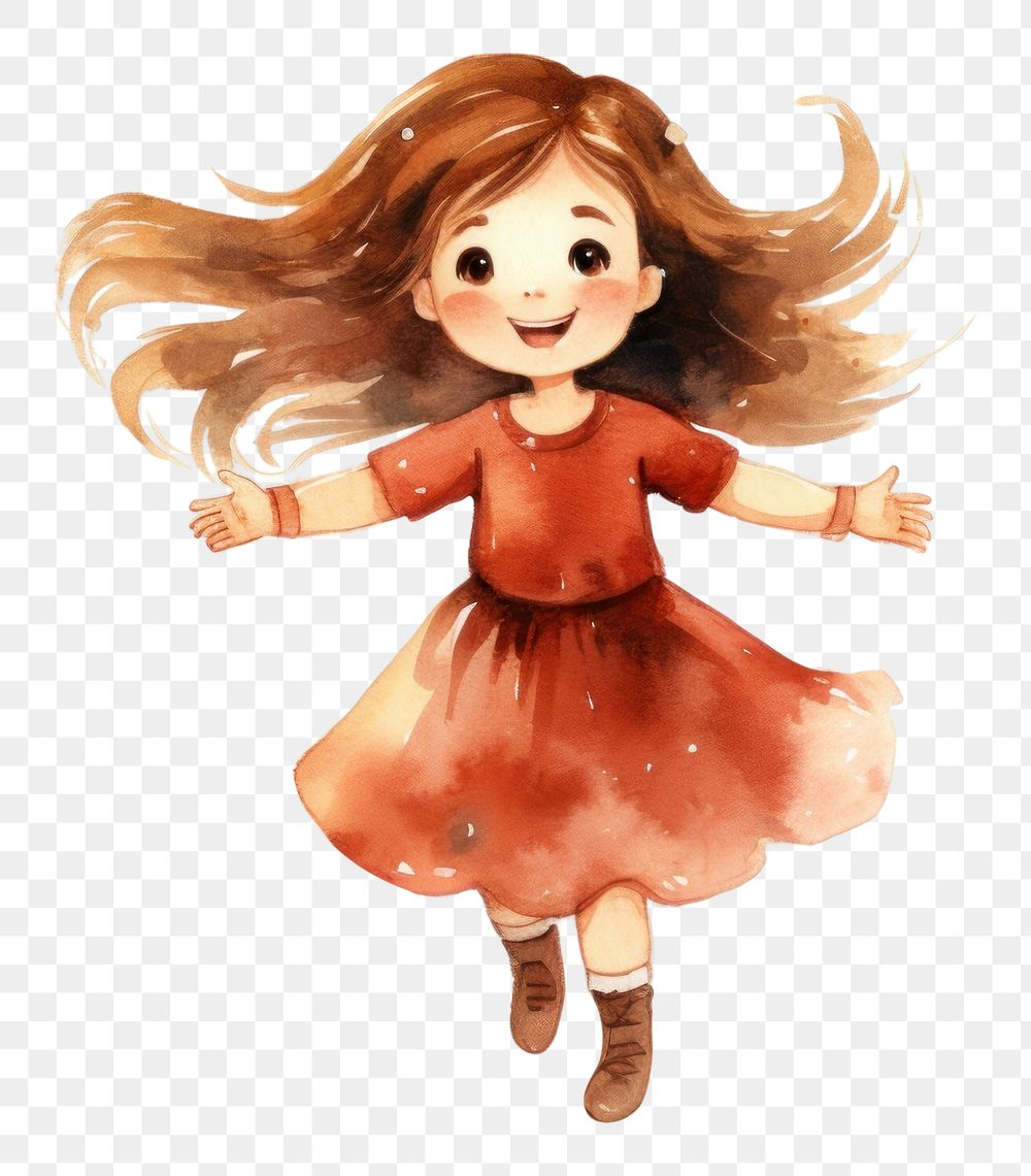 PNG  Girl wearing christmas dress cute toy white background. AI generated Image by rawpixel.