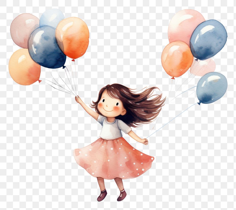 PNG  Girl birthday party balloon child cute. AI generated Image by rawpixel.