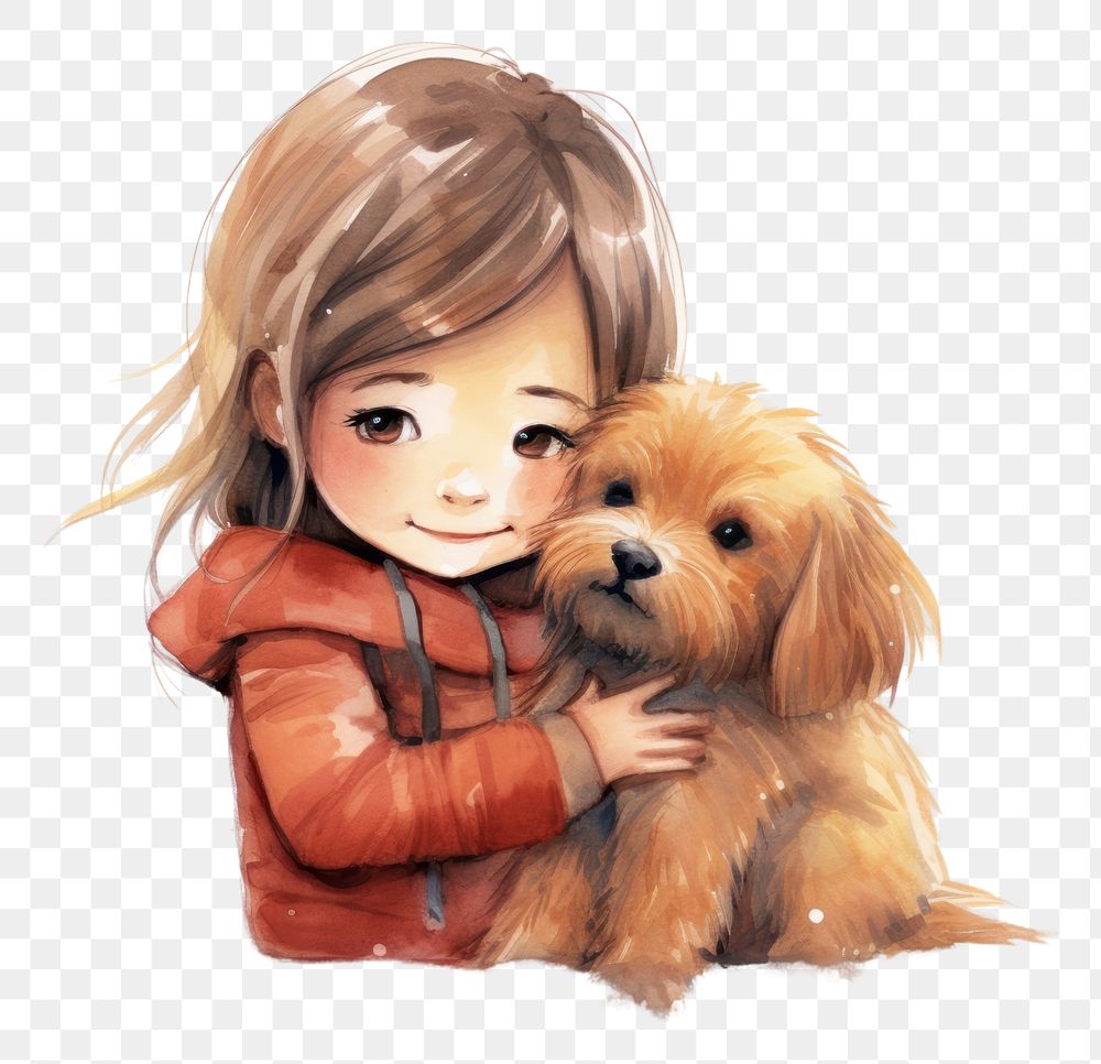 PNG  Girl hug a dog representation portrait mammal. AI generated Image by rawpixel.