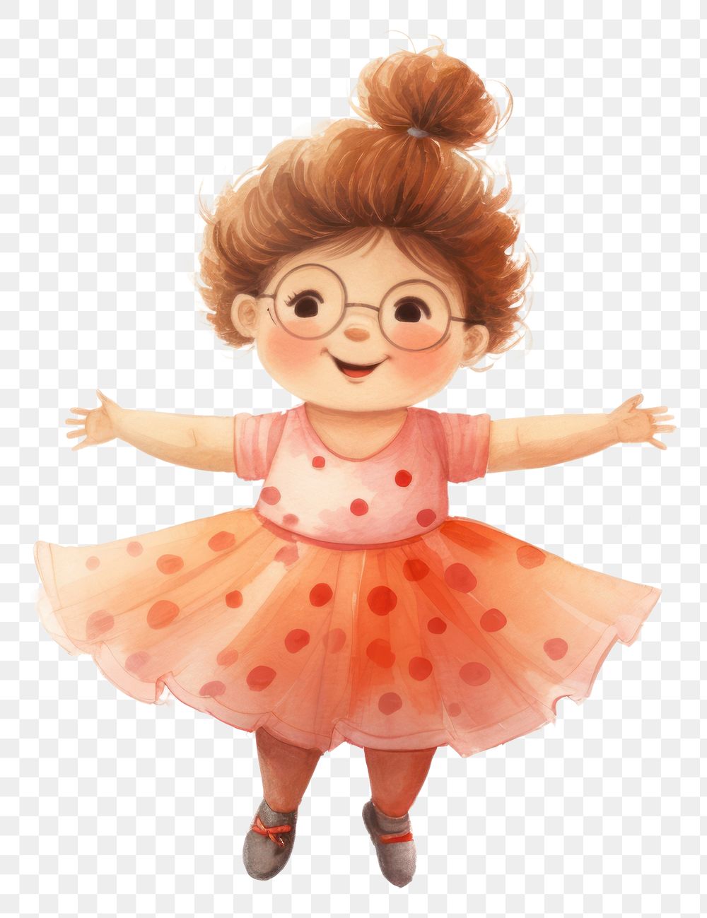 PNG  Chubby happy girl in ballerina suit representation dancing cartoon. AI generated Image by rawpixel.