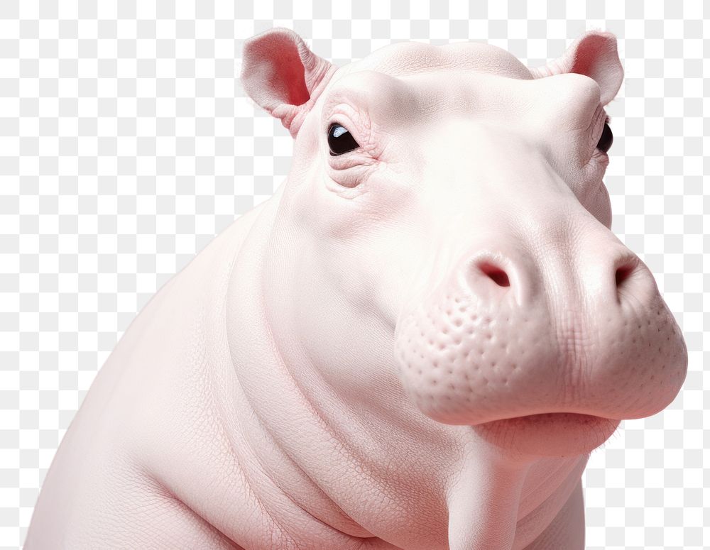PNG A white hippo animal mammal pink. AI generated Image by rawpixel.