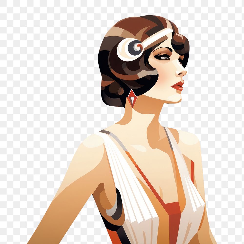 PNG Art-Deco Illustrations of woman art adult photography. AI generated Image by rawpixel.