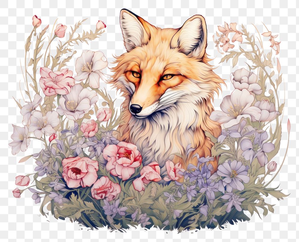 PNG Fox fox drawing animal. AI generated Image by rawpixel.