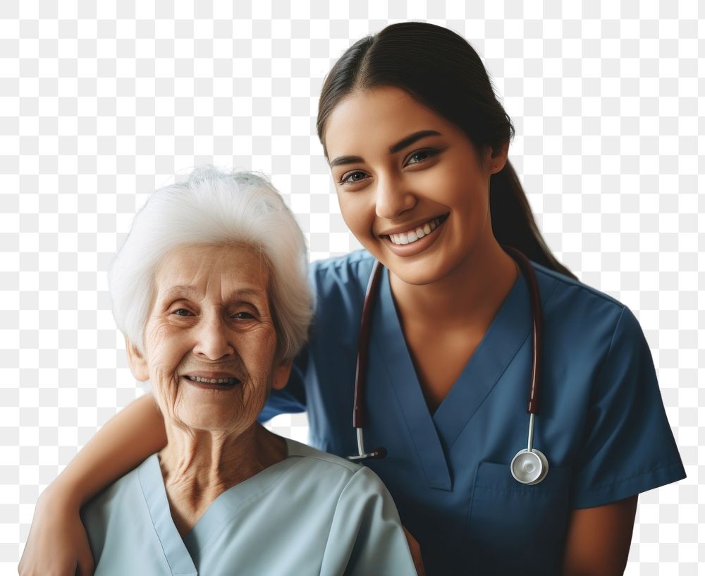 PNG  Friendly relationship nurse smiling adult. AI generated Image by rawpixel.