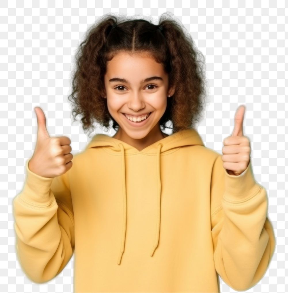 PNG Woman show front screen mobile phone sweatshirt smile happy. AI generated Image by rawpixel.