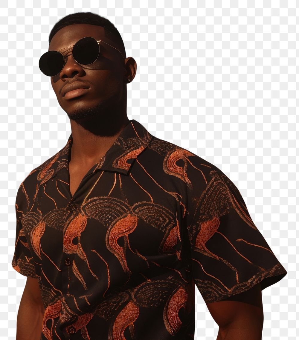 PNG Black man beach sunglasses portrait. AI generated Image by rawpixel.
