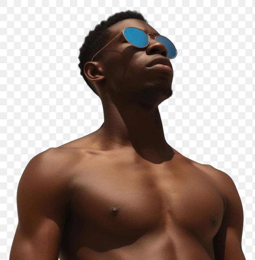 PNG Black man sunglasses summer blue. AI generated Image by rawpixel.
