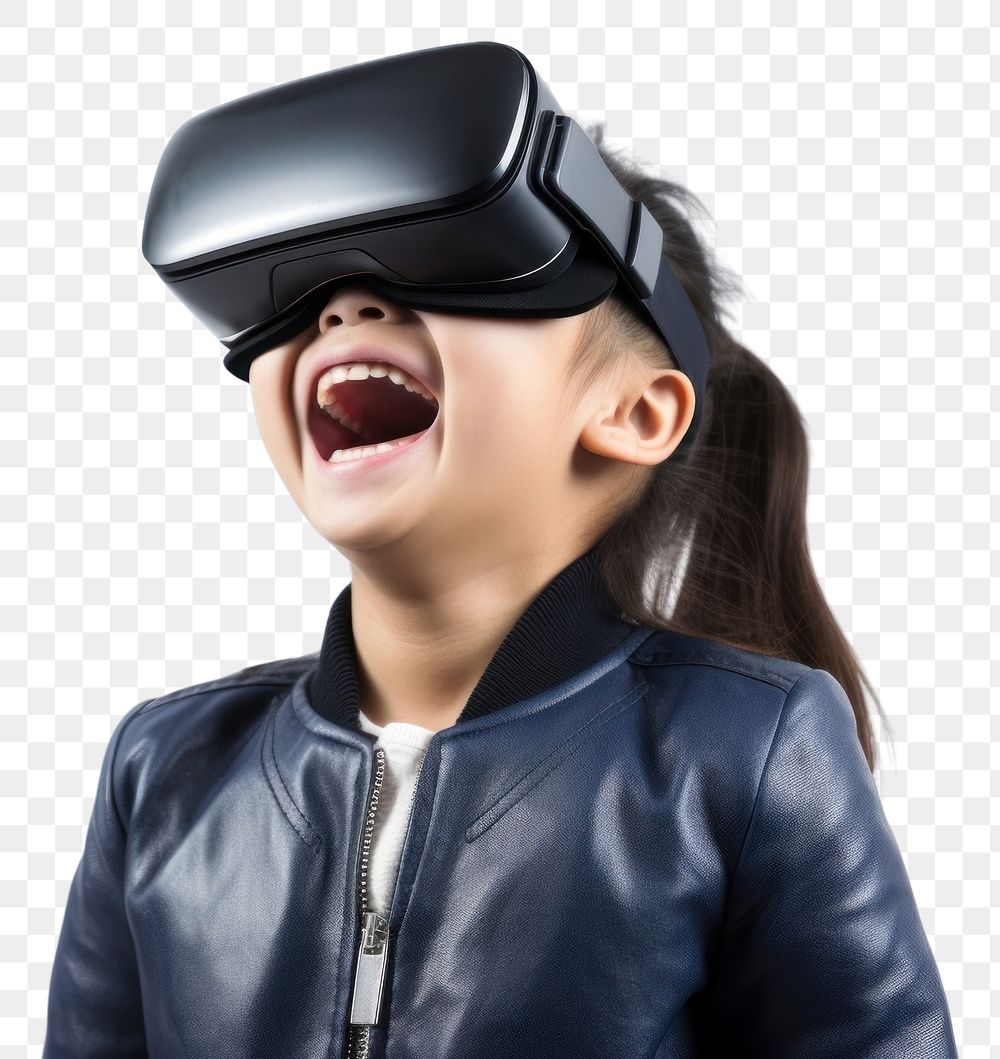 PNG Chinese child using virtual reality headset smiling white background accessories. AI generated Image by rawpixel.