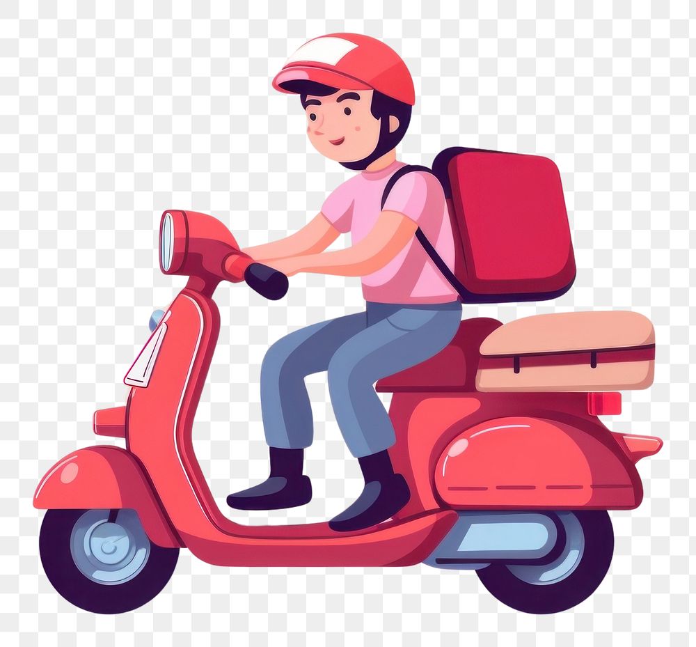 PNG Deliveryman motorcycle vehicle scooter. AI generated Image by rawpixel.