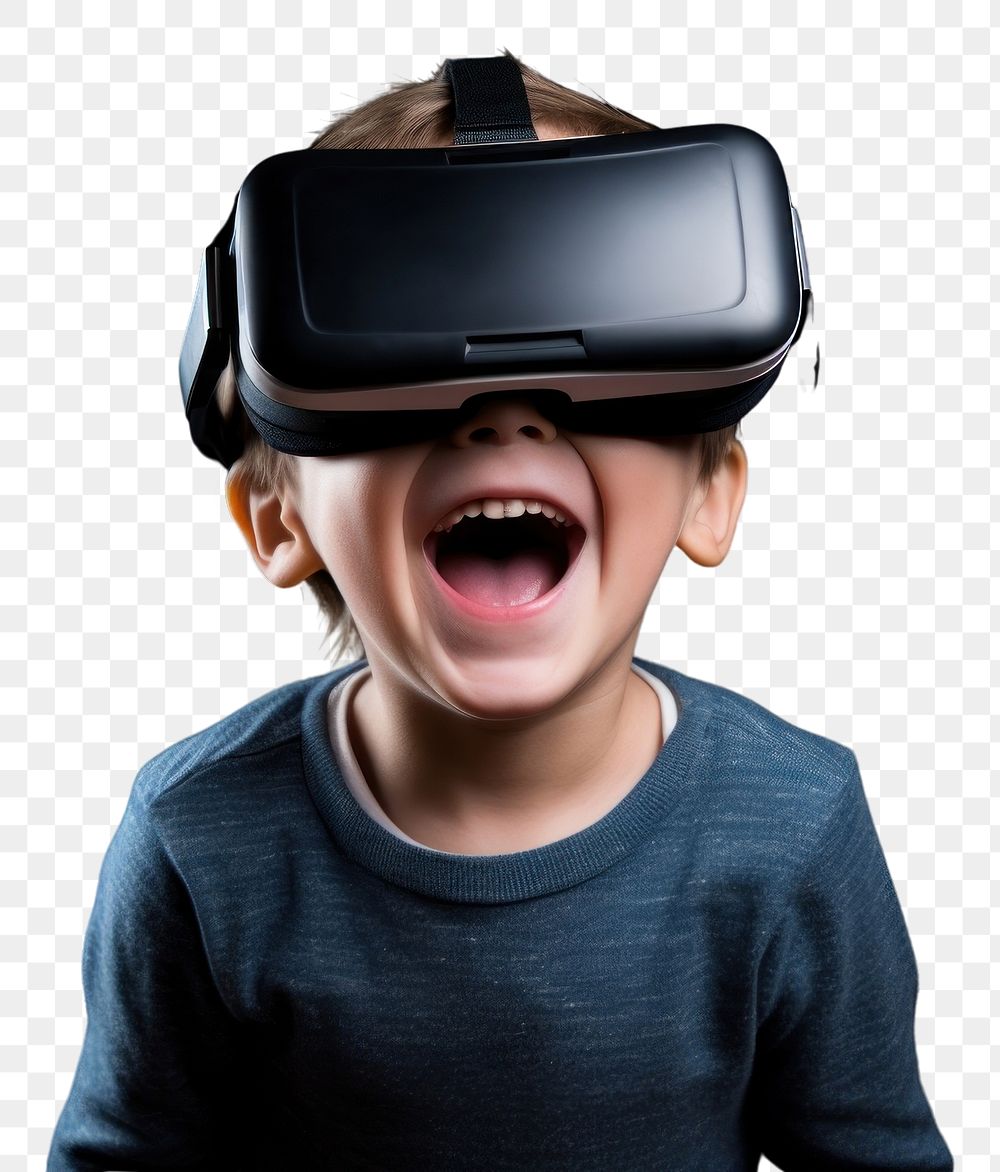 PNG Kid using virtual reality headset smiling child technology. AI generated Image by rawpixel.