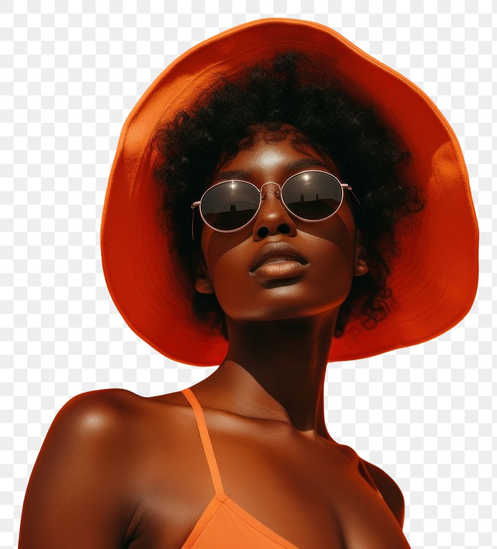 PNG Black female sunglasses adult orange background. AI generated Image by rawpixel.