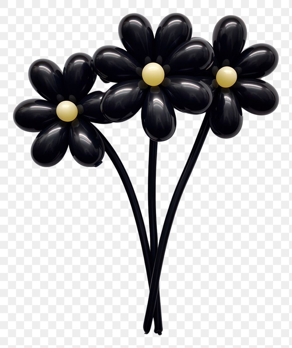 PNG  Balloon twisting in the shape of flowers brooch black white. AI generated Image by rawpixel.