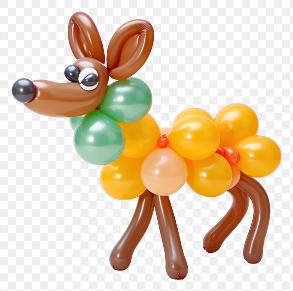 PNG  A balloon twisting in the shape of a beautiful deer balloon figurine representation celebration. AI generated Image by…