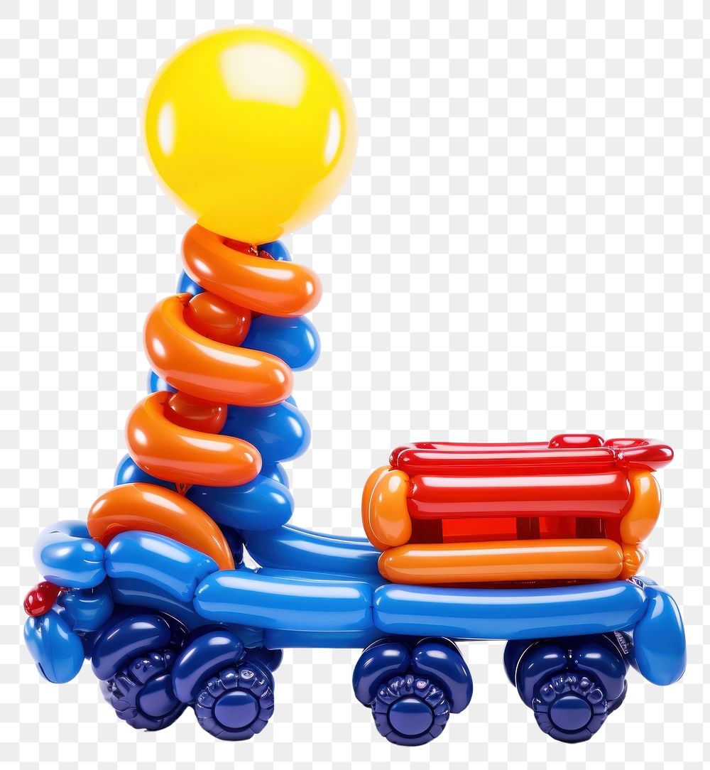 PNG  A balloon twisting in the shape of a train toy white background celebration. AI generated Image by rawpixel.