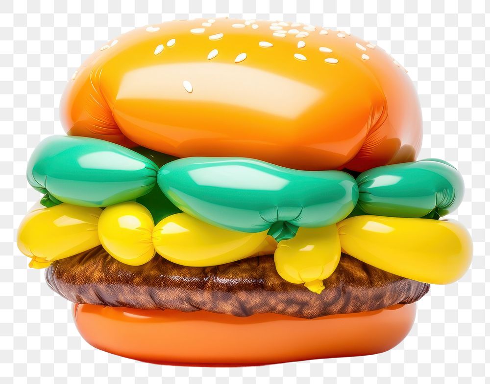 PNG  A balloon twisting in the shape of a hamburger food white background confectionery. AI generated Image by rawpixel.
