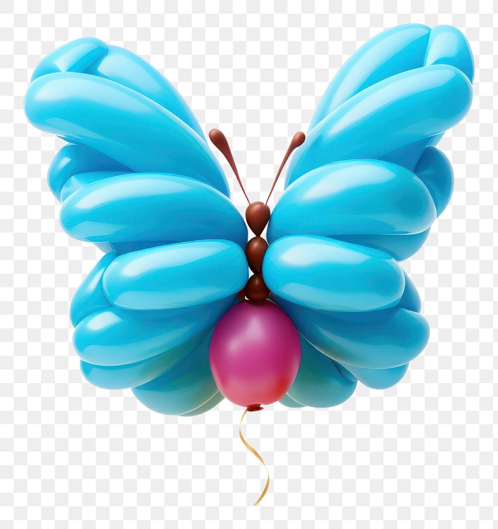 PNG  A balloon twisting in the shape of a butterfly hat balloon turquoise white background celebration. AI generated Image…